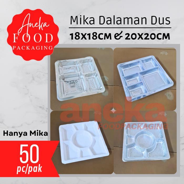 Mika alas dalaman dus nasi box sekat 7 uk. 20x20 cm putih susu kotak