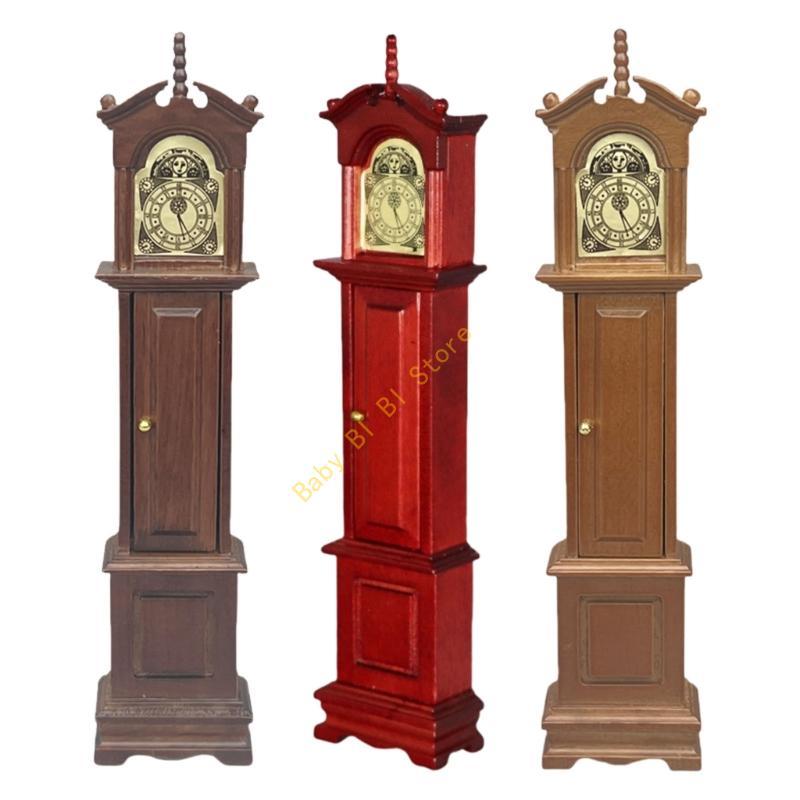 Miniature Dollhouses Nostalgic Grandfather Clock Ornament for Art Collectors and Classical Interior