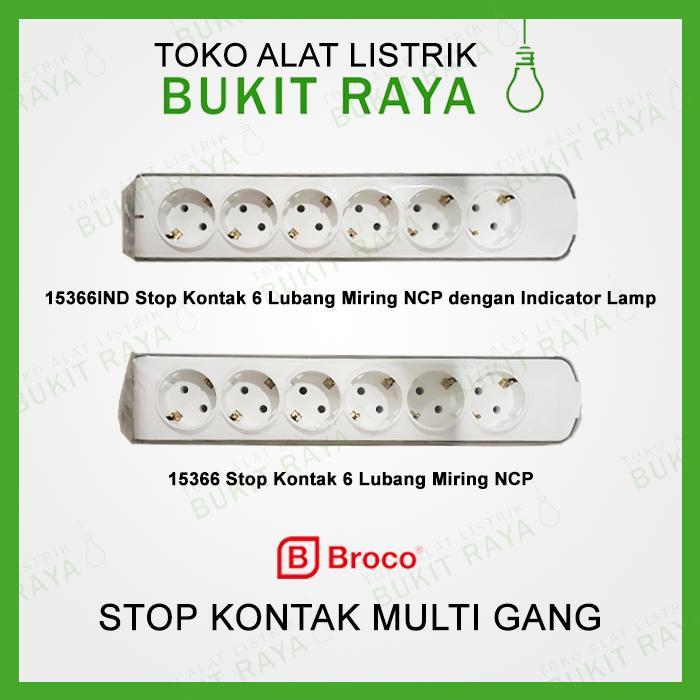 15366 Broco Stop Kontak 6 Lubang Miring (Non Child Protection)