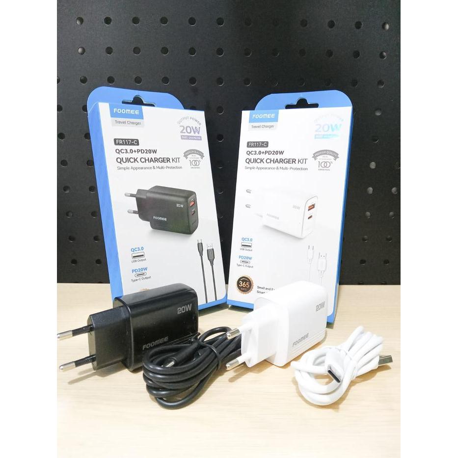 Terlaris Travel Charger Type C 20W Foomee FR117-C Charger Set Type C QC 3.0A SALE