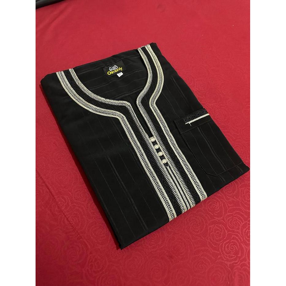 Baju Muslim Jubah Gamis Sultan Motif Dubai Pria Maroko Maroco