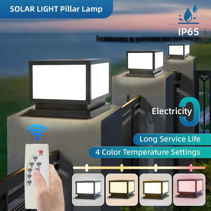 CANMEIJIA Lampu Pilar Pagar Taman Tenaga Surya Outdoor Dekorasi Taman Bingkai Lampu pagar 4 warna