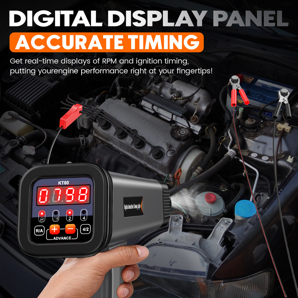 KZYEE KT60 Digital Engine Timing Light Inductive Strobe Timing Light 12V Ignition Timing Light for