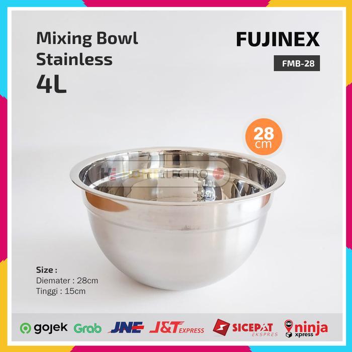 Fujinex Mixing Bowl Stainless 28 cm Baskom Stainless Mangkok Mangkuk