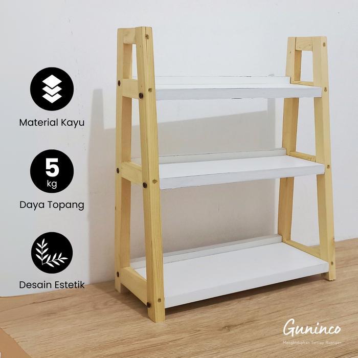 (GUNINCO) RAK SUSUN 3 KAYU / Rak Dapur Susun 3 Kayu / Rak Dekorasi Meja Aesthetic / Rak kosmetik /