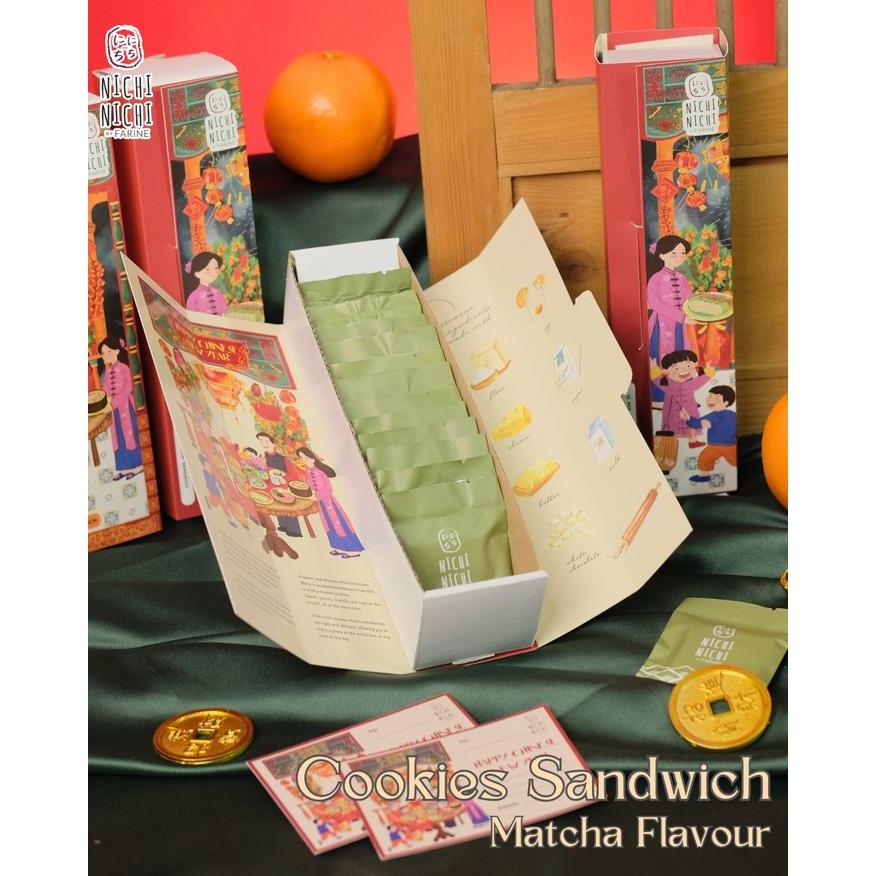 ((Tasyi Approved)) Matcha Cookie Sandwich - Kue Kering Green Tea Matcha Jepang Enak!! Nichi Nichi by