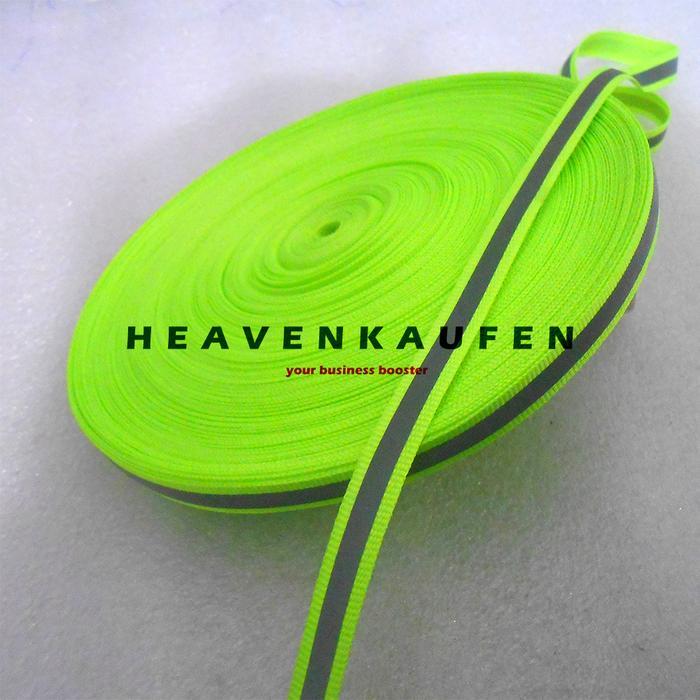 Pita Reflektif Reflective Skotlet Scotlight Scotlite Kain Lebar 1 cm Warna Hijau Stabilo-Silver