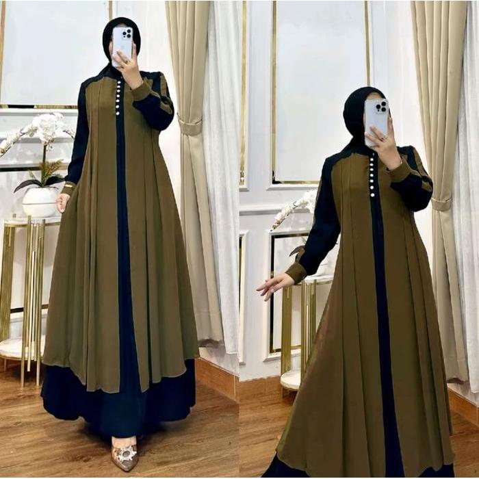 Gamis Outer Abaya Mewah Simpel Elegan Terbaru 2025 Gamis Wanita muslimah LD 120