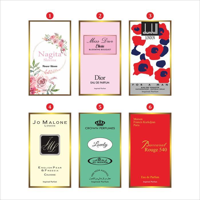 "New" Label parfum / stiker parfum / sticker label custom / sticker A3+