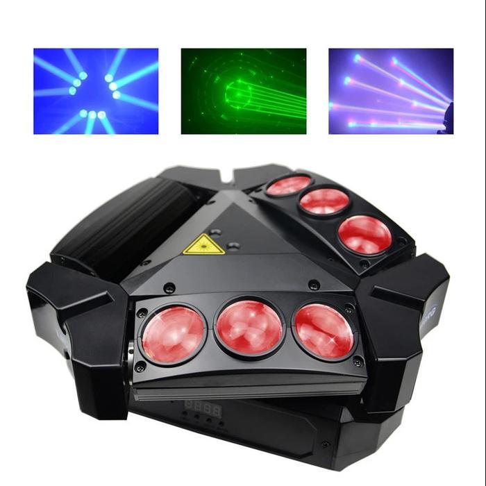 1511856 Moving Spider Beam Spider Lights laser strobe Lampu Panggung fullcolor RGBW 9x3W 4in1