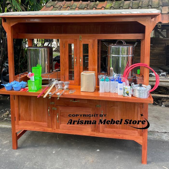 Gerobak Mie Ayam Bakso, Gerobak mie ayam 2 tungku, gerobak mie ayam bakso kayu, gerobak bakso, gerob