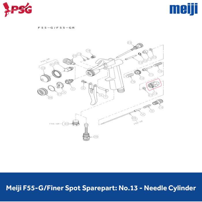 MEIJI F55-G / FINER SPOT SPAREPART: NO.13 - NEEDLE CYLINDER (419489)