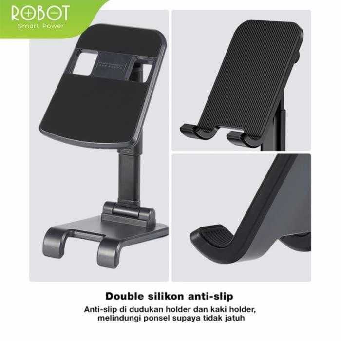 Stok Baru Holder Robot RT-US06 - Hitam-Robot RT-US06 Stand Holder Hp Foldable Liftable