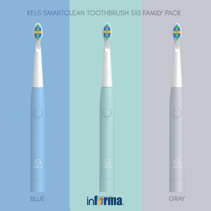 Kels Set 3 Pcs Sikat Gigi Electric Smartclean S10 Family Pack - Mix