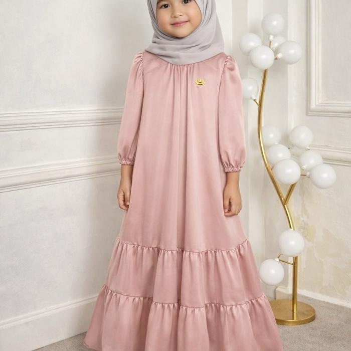 Gamis Najwa Bahan Armani Silk Anak Muslim Nyaman Baju Dress