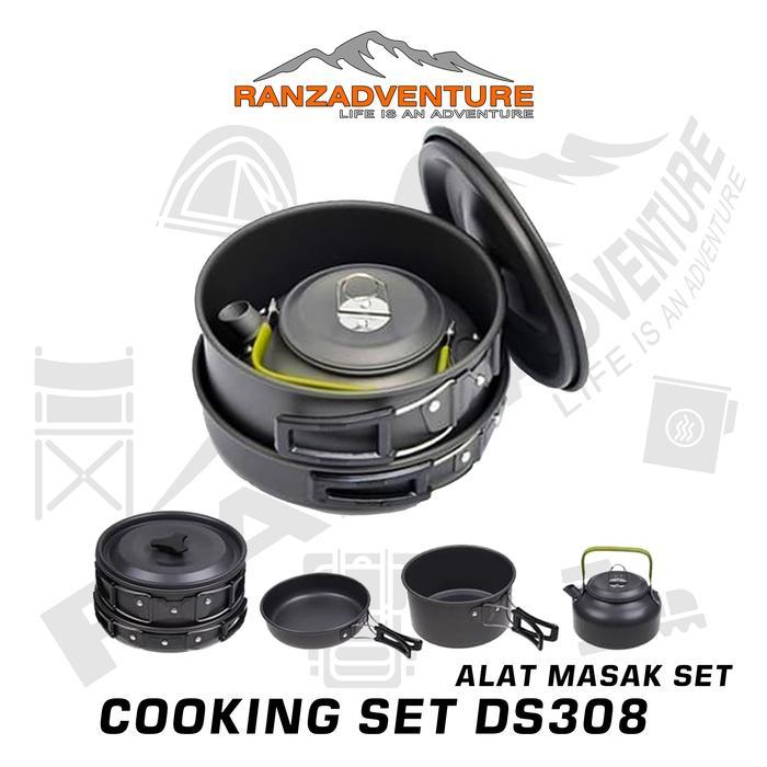 cooking set ds308 alat masak camping satu set + teko ds-308 outdoor