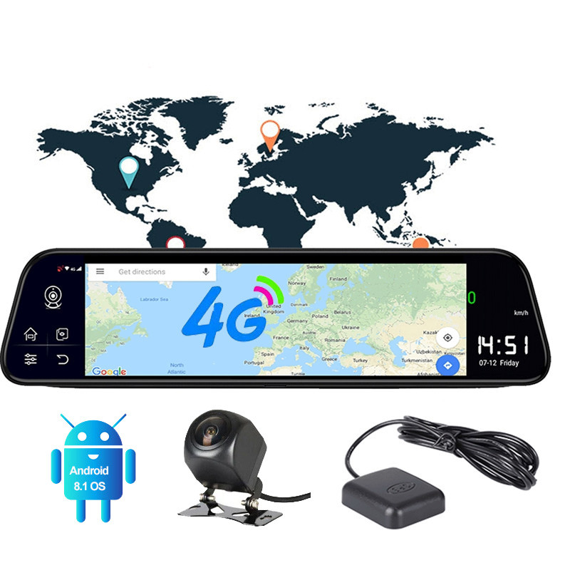 Effort&BJ 10'' Rear View Mirror Car DVR 4G Android 2GB+32GB Dash Cam HD 1080P Night Vision Auto Came