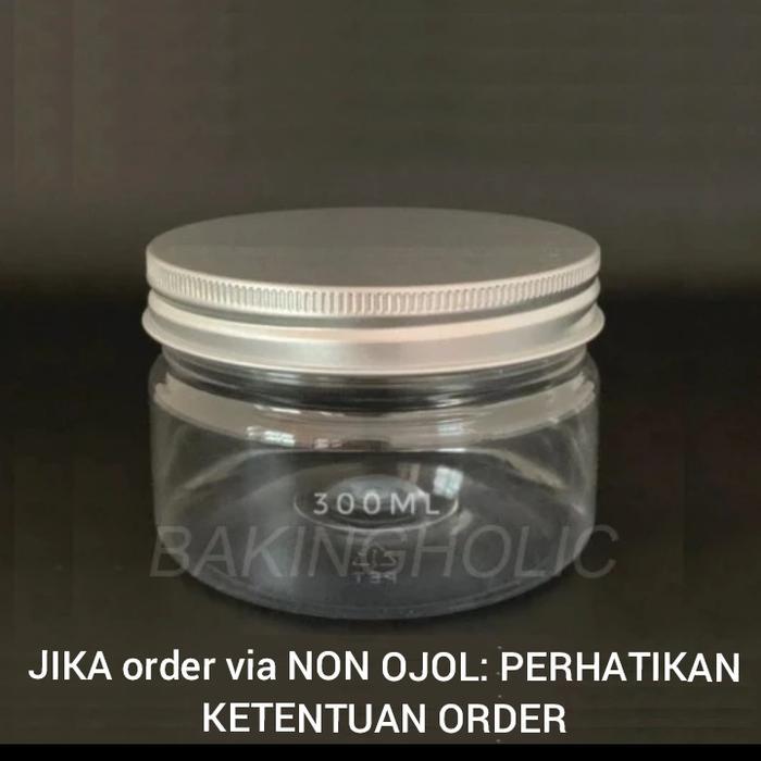 Toples Tabung Silinder - Toples Jar Plastik 300 ml Tutup Aluminium