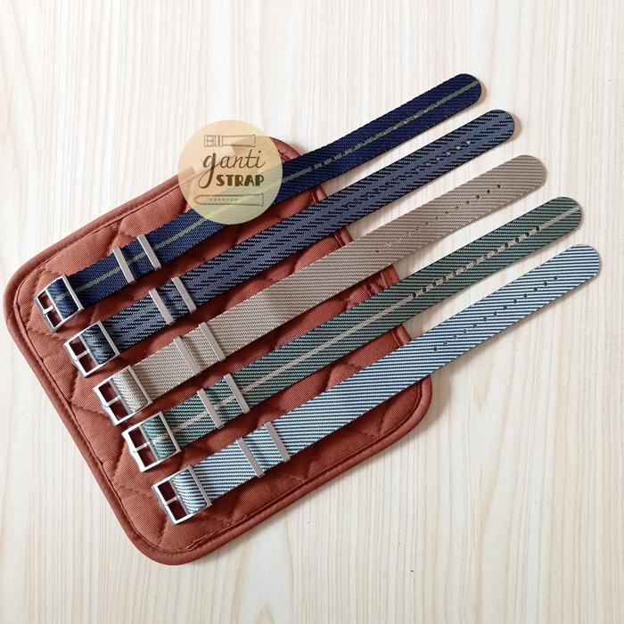 WOVEN NATO STRAP / TWILL NYLON STRAP TUDOR STYLE SILVER BUCKLE