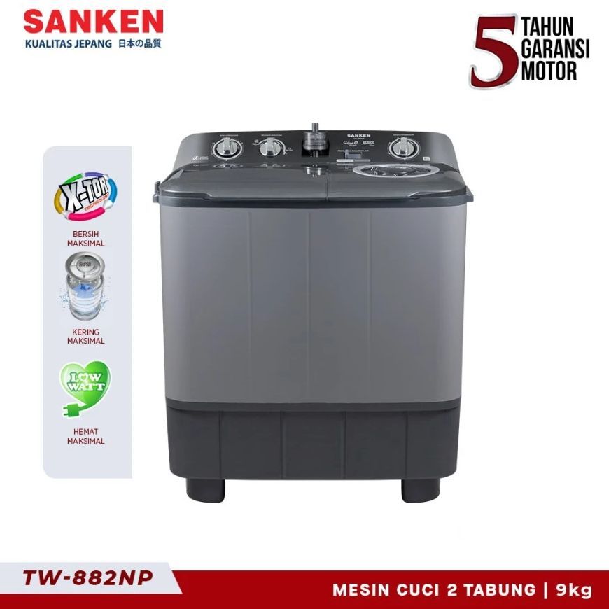Sanken Mesin Cuci 2 Tabung Otomatis - TW882NP / TW927HGY - FREE ONGKIR Jabodetabek