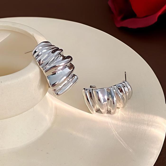 ANTING HIJAB SILVER SETENGAH BULAT ANTING PERAK ANTING PLUG ANTING TINDIK HIASAN HIJAB KEKINIAN