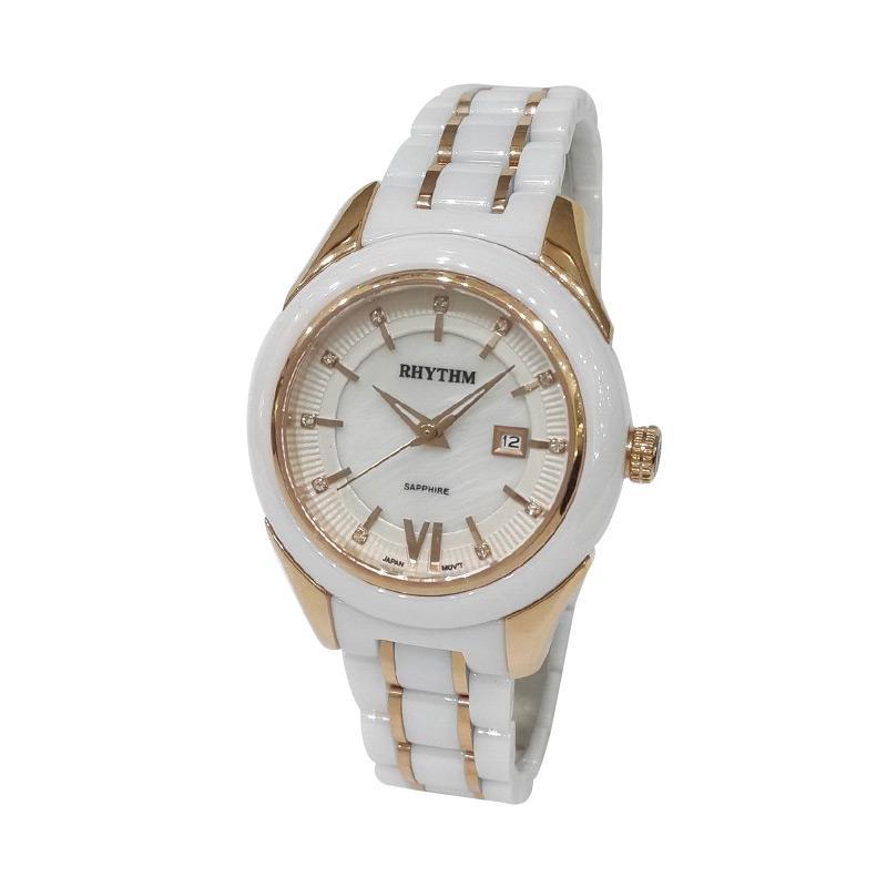 Rhythm Ceramic C1405T03 Jam Tangan Wanita - White & Gold