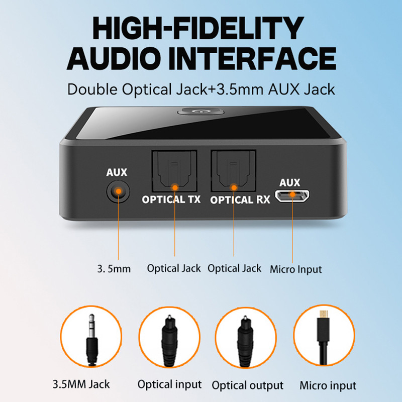 Low Latency Bluetooth Audio Transmitter Receiver 3.5mm AUX Jack Optical SPDIF Hifi Wireless Audio