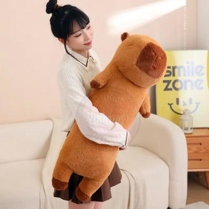 Miniso Toys - Guling Boneka Capybara Size 60Cm Dan 80Cm Bantal Guling Hewan Capybara Cappybarra Lucu