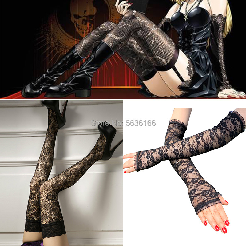 Death Note Misa Amane Stockings Cosplay Socks Death Note Misa Amane Cosplay Gloves Lolita Socks Lace