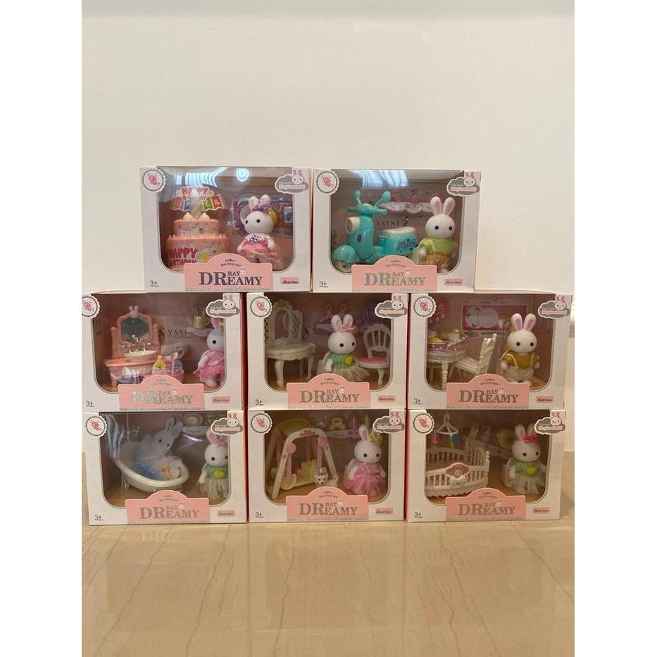 mainan boneka rumah rumahan playhouse doll boneka kelinci pretend play mainan rumah rumahan mainan