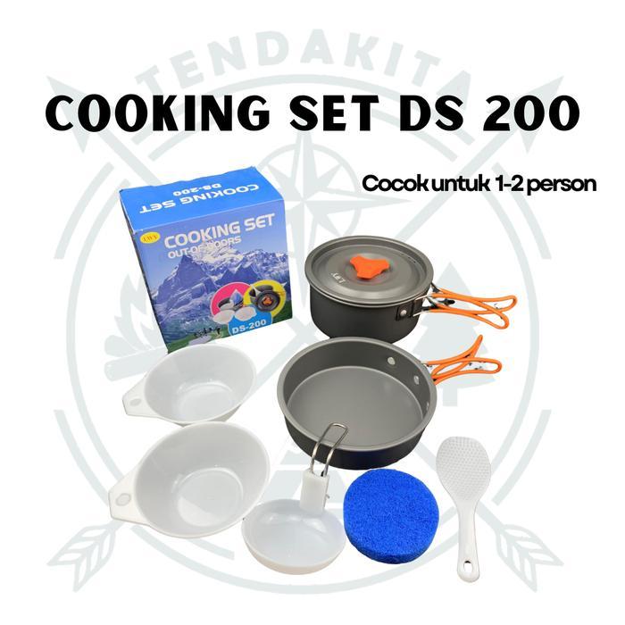 -Cooking Set Outdoor DS 200 Tendaki Nesting Camping Alat Masak Camping Cooking Set Camping Nesting