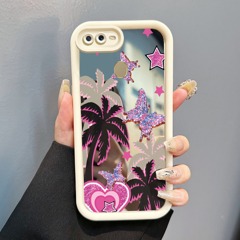 Casing Hp Untuk OPPO A7 OPPO A5s OPPO A12 OPPO A12S A11k Case glitter payet Pohon kelapa Cermin Kasi