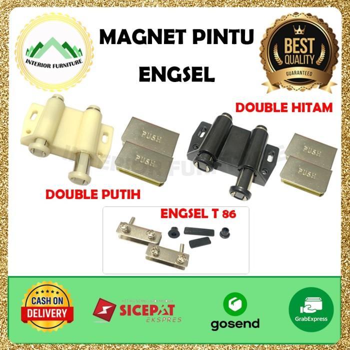Engsel Kaca Jepit Push DOUBLE Pintu Lemari Kaca Magnit Magnet