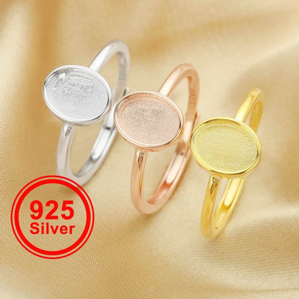 Keepsake Breast Milk Resin Oval Ring Bezel Settings,Solid 925 Sterling Silver Ring,High Bezel