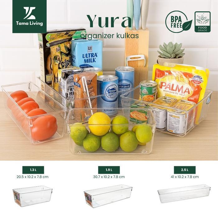 TAMA LIVING Yura Rak Kulkas Serbaguna Akrilik Wadah Sayur Buah Food Container Organizer Kulkas