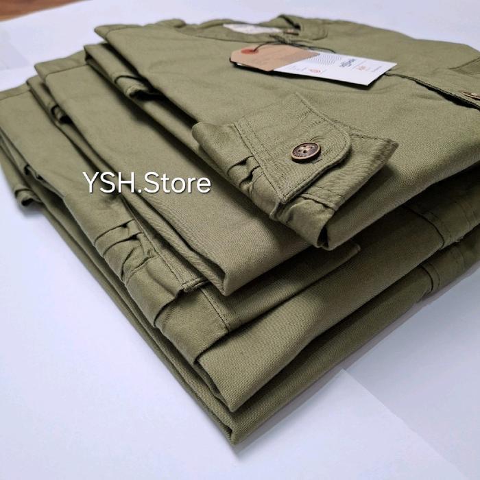 TERLENGKAP SAJUAK HIJAU ARMY OLIVE GREEN BAJU KOKO KEMKO COUPLE AYAH DAN ANAK LENGAN PANJANG DAN