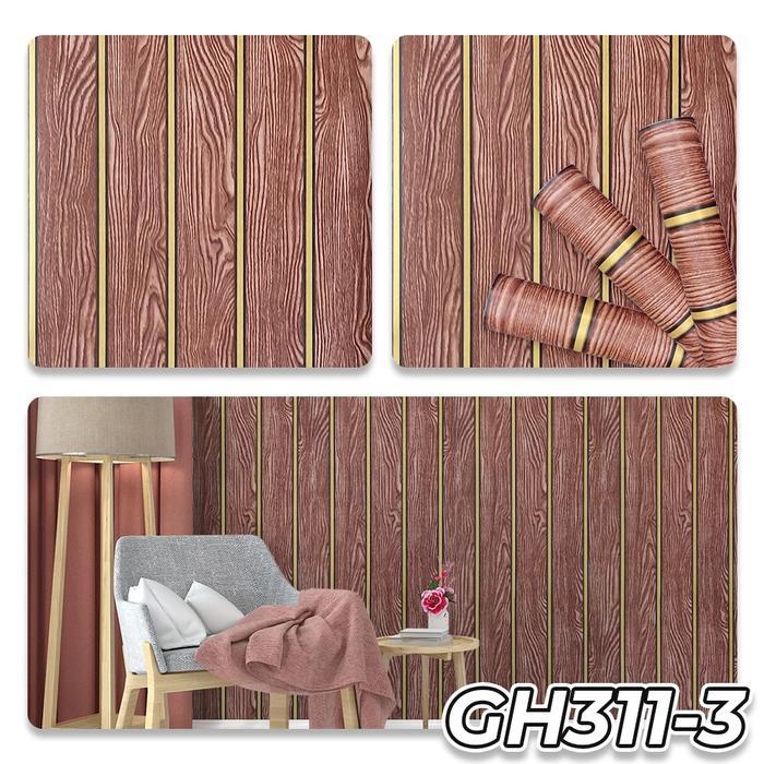 MNTB" WALLPAPER DINDING UKURAN 45CM X 8METER PER ROLL MOTIF KAYU SALUR WALLPAPER KAYU DINDING