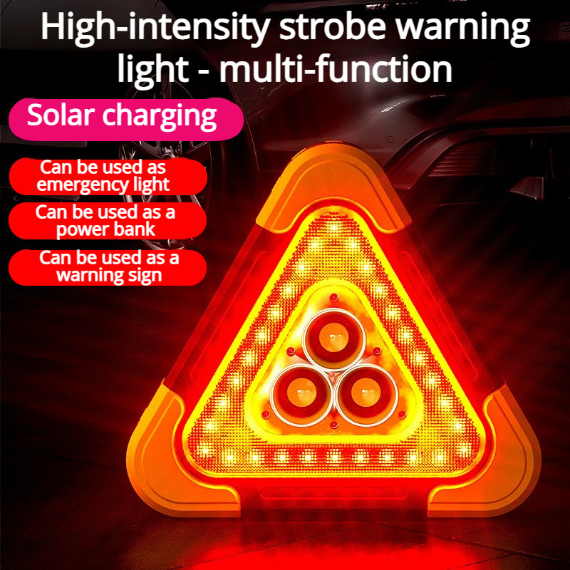 Vehicle Portable Triangle Warning Light LED Emergency Light Solar Emergency Triangular Warning Light