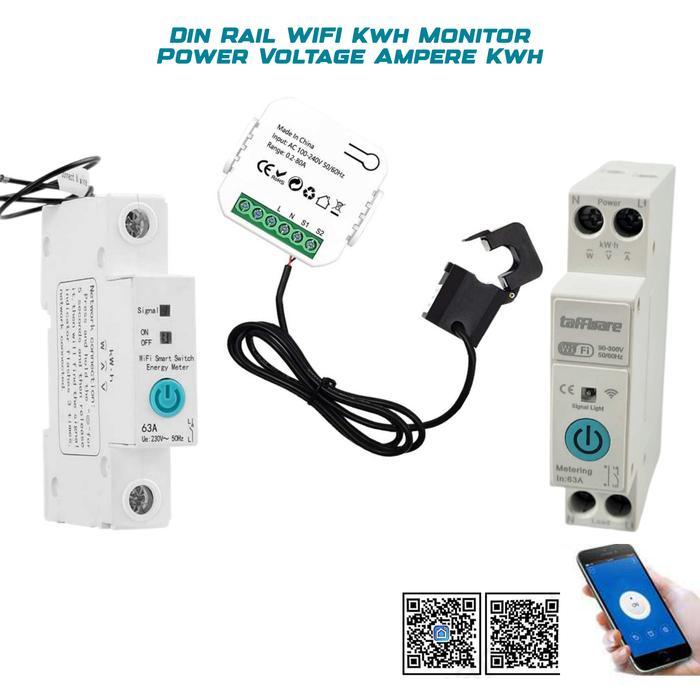 Kwh Meter 1 Phase Wifi Digital Aplikasi Hp Ewelink/Tuya Smart Monitor