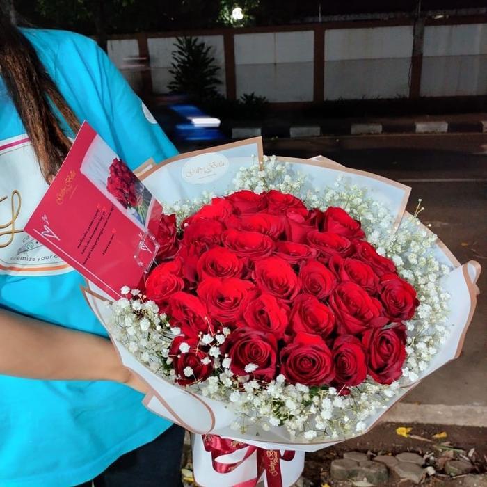 Buket bunga palsu bunga mawar merah bunga lateks bunga mawar handbuket merah bunga meja rangkaian