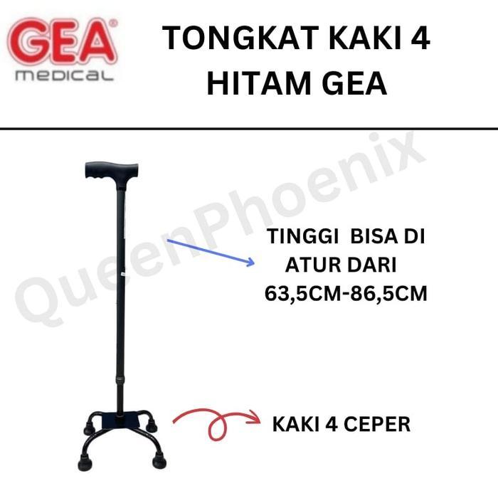 Ready Tongkat kaki 4 Lansia GEA Alat bantu jalan Stroke model Kaki Ceper FS924 Black Green