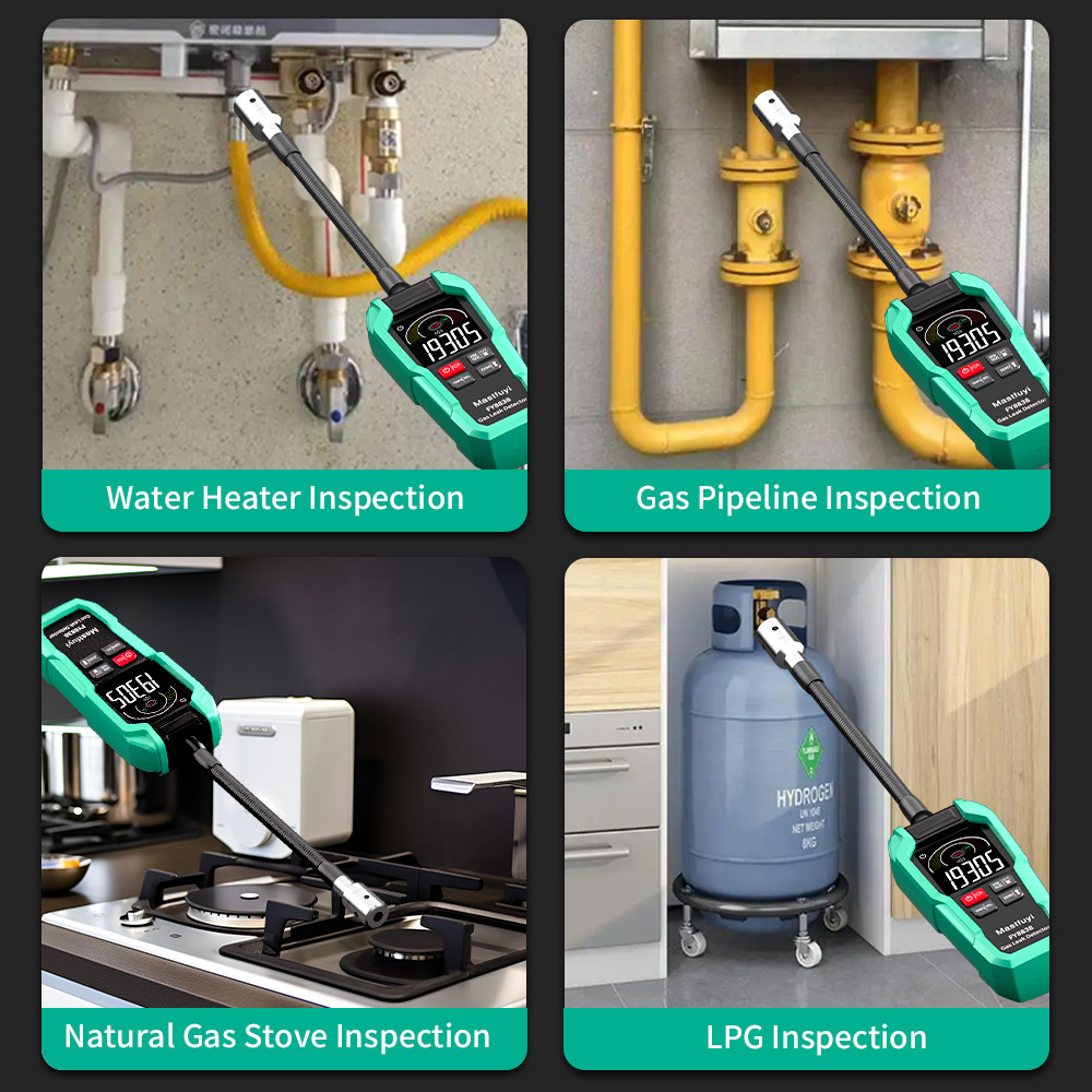 MASTFUYI Portable Gas Leak Detector Natural Gas Detector Combustible Gas Detector With Audible And