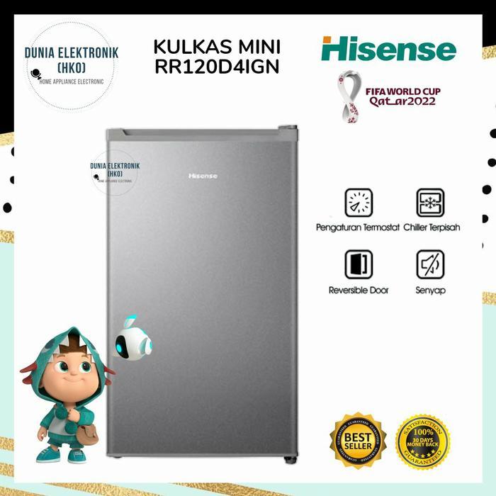 KULKAS PORTABLE HISENSE RR120D4IGN LEMARI ES MINI BAR 93 LITER