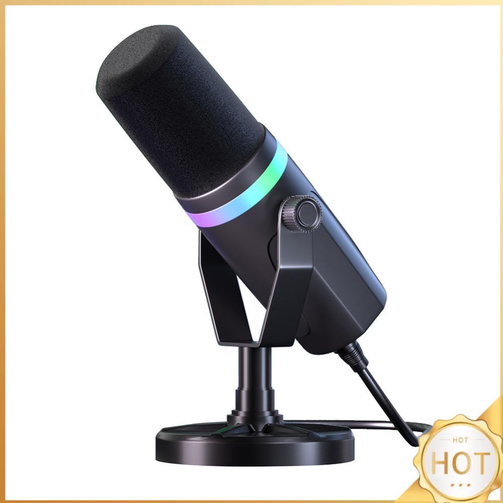 USB XLR Dynamic Computer Microphone RGB PC Mic Dynamic Microphone for Studio Recording Streaming