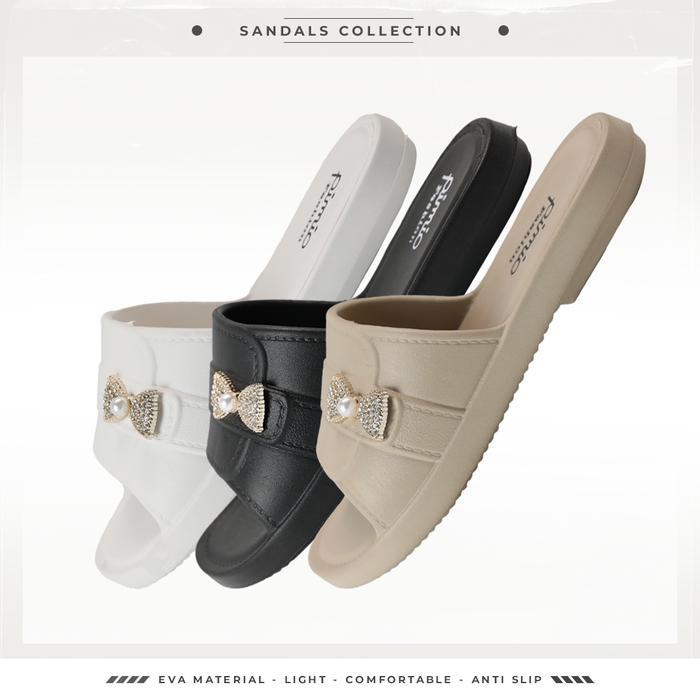 Sandal Selop Wanita Jibbitz Pita Cantik Sandal Slip On Ringan Anti Slip Bahan Karet Eva Rubber