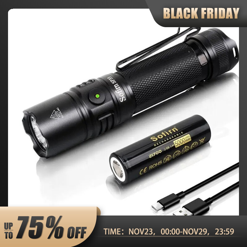 Sofirn SP35 Rechargeable 21700 LED Flashlight Type C 2A SST40 2200lm Torch with Power Indicator Upda