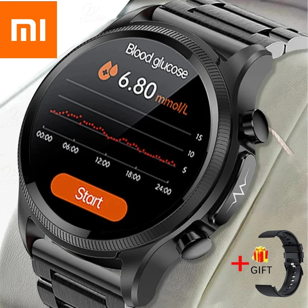 Blood Glucose Smartwatch ECG+PPG Monitoring Blood Pressure/Sugar Body Temperature Heart Rate Clock S