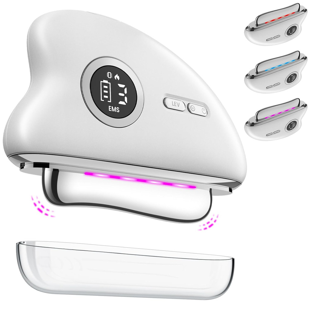 EMS Gua Sha Face Massager - Electric Tool Face Massager with Vibration Heat Microcurrent Massager