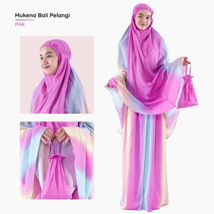 Mukena Bali Pelangi / Mukena Jumbo Motif Pelangi / Mukena Tye Dye Rayon Muslim Dewasa Gratis Ongkir