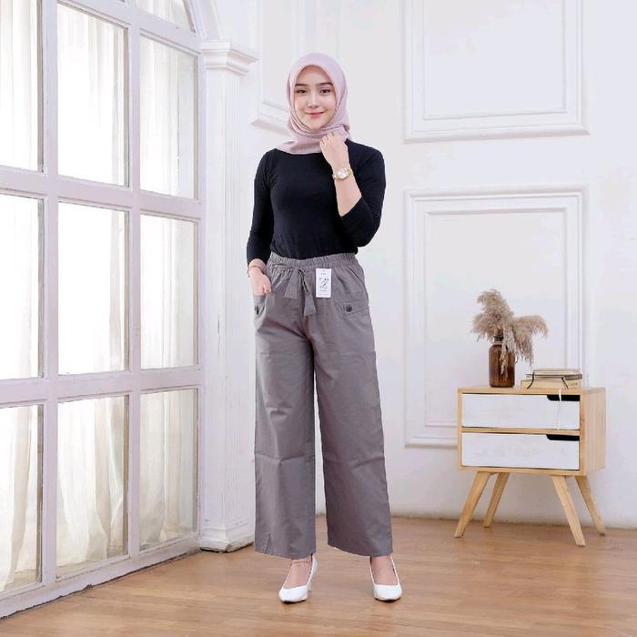 Premium Zilka - Celana Kulot Paspol Kancing Depan Highwaist Korean Style Bawahan Panjang Wanita